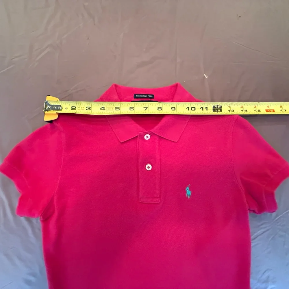 Ralph Lauren Blue Label Hot Pink “The Skinny Polo” Short Sleeve w/ Teal Pony XS - Picture 7 of 8